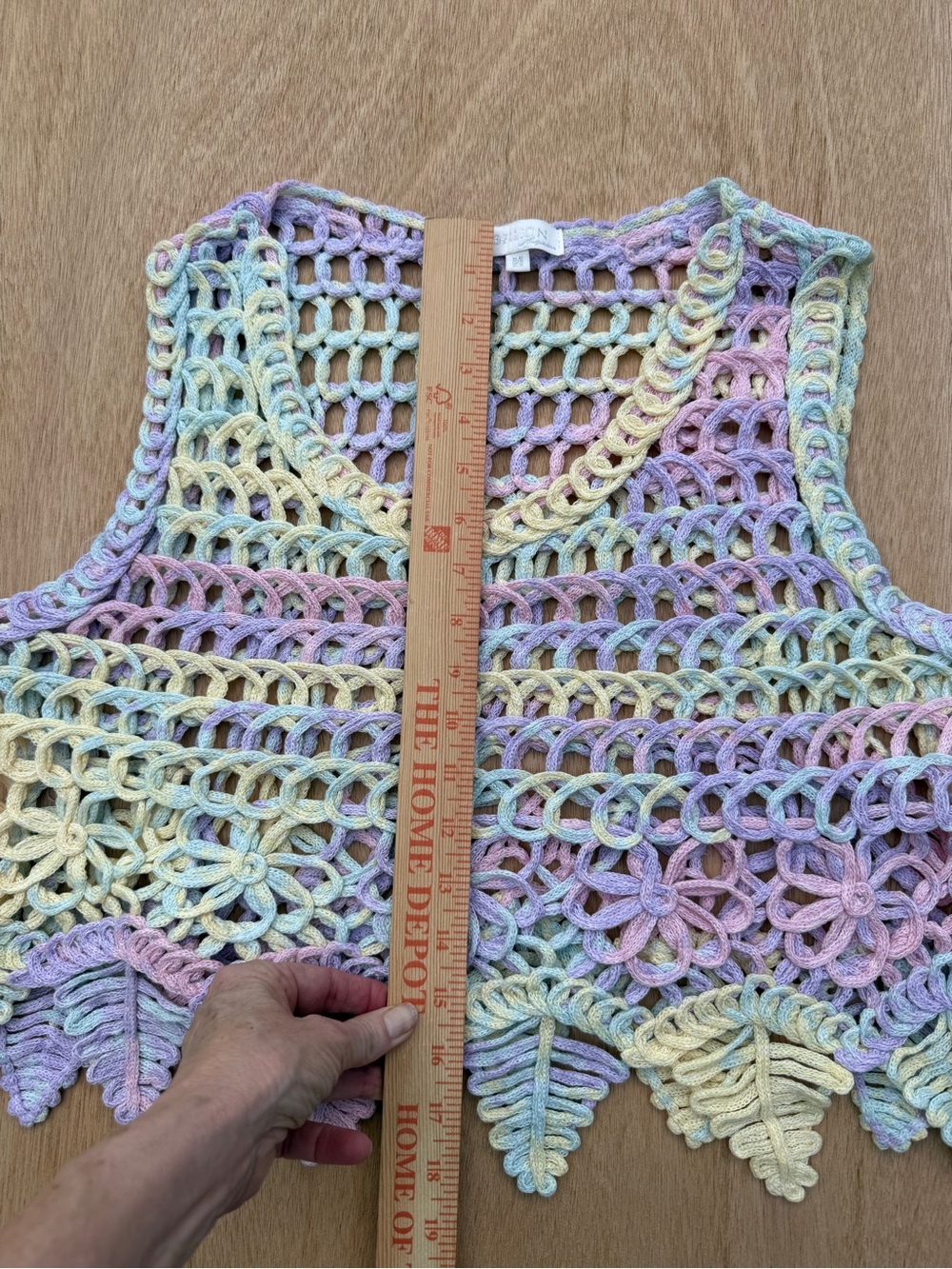 Rebellion Pastel Crochet Knit Vest Tank Top Medium Boho Festival - Picture 7 of 10